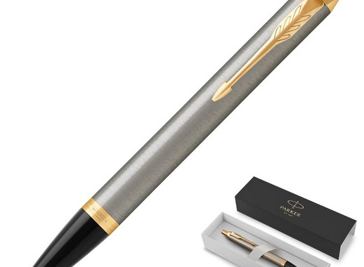 Ручка шариковая Parker IM Brushed Metal GT цвет чернил синий цвет корпуса серебристый (артикул производителя 1931670)